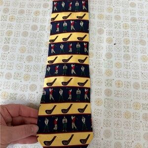 Golf-Themed Yellow and Black Tie